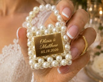 50 Mini Pearl Bag, Luxury Wedding Favors, Pearl Bag With Chocolates as a Favors for Guests, Handmade Wedding Favor