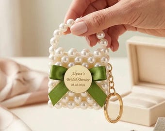 50 Personalized Mini Pearl Bag, Luxury Wedding Favors, Chocolate Favors, Wedding Guest Gift, Luxury Gift, Bridal Shower Favor