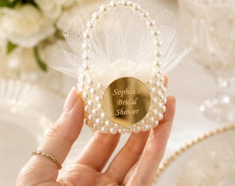 50 Personalized Mini Pearl Bag, Luxury Wedding Favors, Pearl Bag Candies, Wedding Guest Gift, Luxury Gift, Bridal Shower Favor, Baby Shower