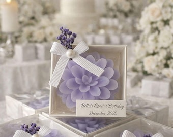 50 candele personalizzate a forma di fiore in confezione regalo / Elegante bomboniera per gli ospiti per matrimonio o fidanzamento, bomboniere per addio al nubilato