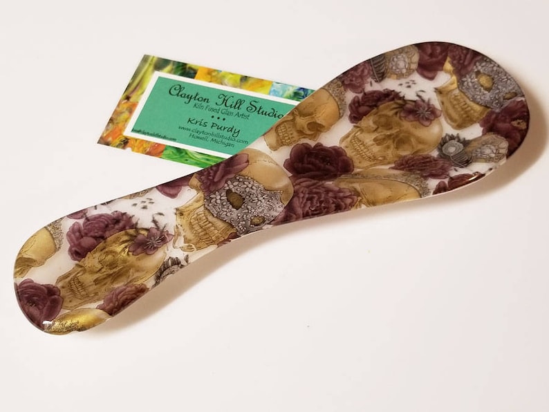 Day of the Dead Fused Glass Spoon Rest