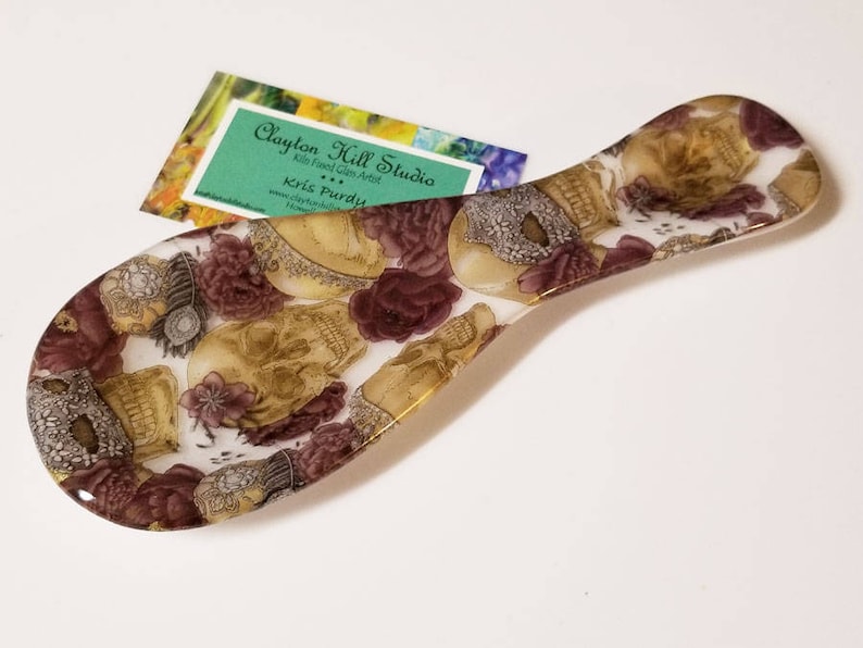 Day of the Dead Fused Glass Spoon Rest