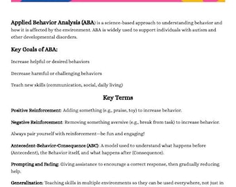 ABA Cheat Sheet for RBT's & BT's