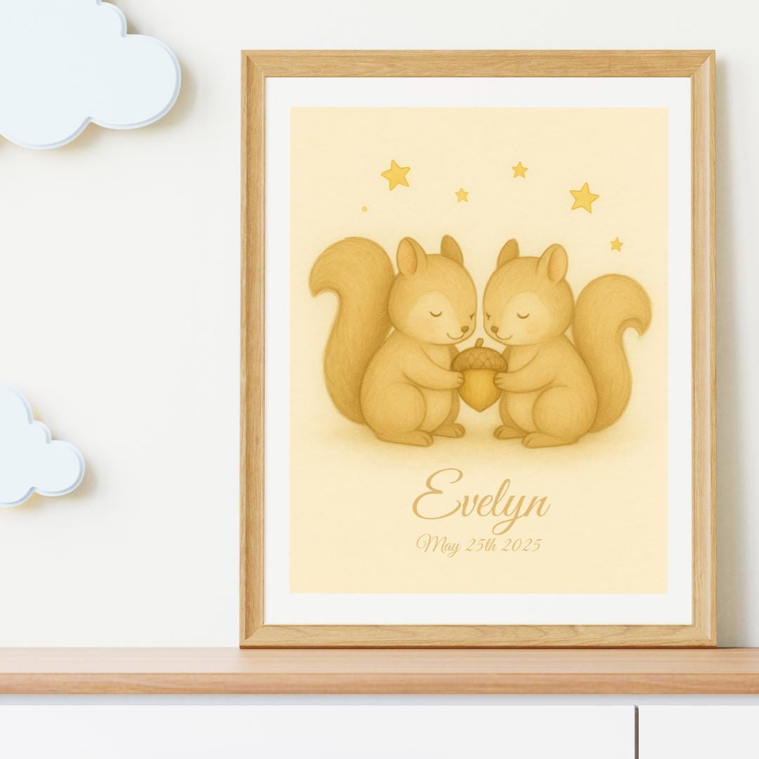 Gemini Zodiac Birth Poster | Editable Baby Name & Date | Nursery Wall ...