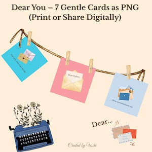 „Dear You“ – 7 sanfte Karten als PNG (Drucken oder digital weitergeben)