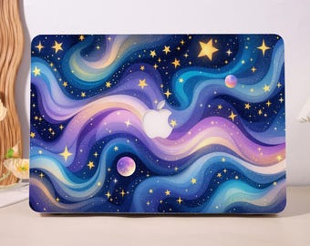 Purple Milky Way Customizable Hard Matte Case For Macbook Air 15/13/11 ,Macbook Pro 16 15 14 13 ,MacBook Neo A18 2026 ,Clear Back