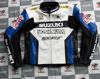 Suzuki Motorbike Leather Jacket: CE-Armored, Racing Motorcycle Gear