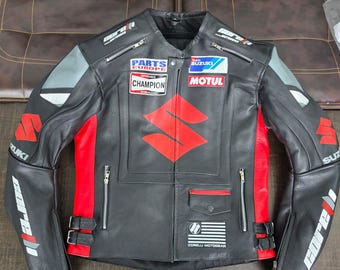 Suzuki Motorbike Leather Jacket: CE-Armored, Racing Motorcycle Gear