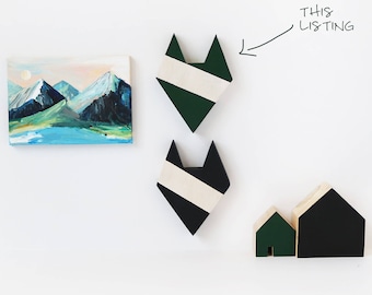 MINI Fox Wall Decor, Forest Green, Wooden Animal Silhouette, geometric, modern, whitewash, scandinavian design, art, gift, nursery MF171