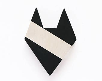 MINI Fox Wall Decor, Black White, Wooden Animal Silhouette, geometric, modern, whitewash, scandinavian design, art, gift, nursery MF171