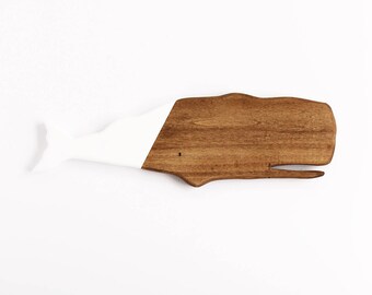 Whale Home Decor, White Modern, Stained Wooden Silhouette, minimal scandinavian wall art, boho, nautical, modern gift W1725