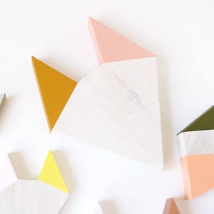 Wood Fox Wall Decor, Mustard yellow Salmon, Whitewash Wooden Animal Silhouette, geometric, modern, scandinavian design, art, gift, nursery