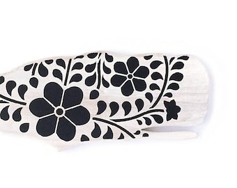 Wooden Whale Black Floral Wall Decor, Whitewashed, Whale Wood Silhouette, minimal scandinavian wall art, folk, boho, nautical, gift