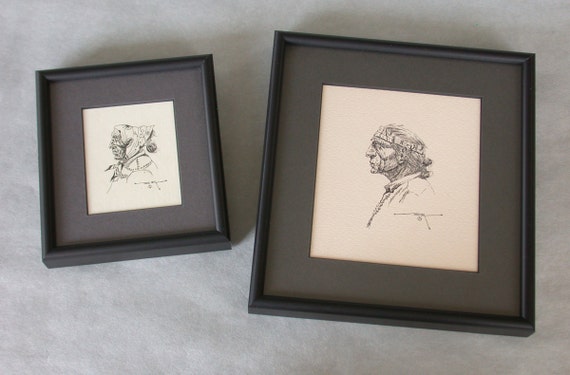 Items Similar To 2 Signed Original Framed Navajo Ink Drawings