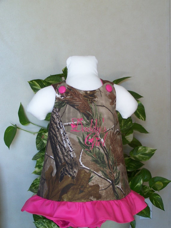 Items similar to Camo ALine Dress 3 Piece Baby Set/Pink Trim/Sizes 03