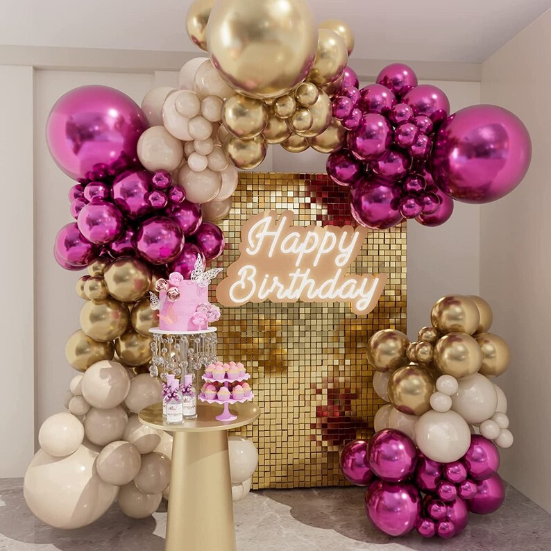 Metallic Magenta Balloons Garland Diy Kit127pcs Purple Red - Etsy