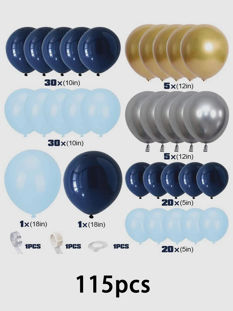 Navy Blue Balloon Garland Arch Kit 115pcs Blue Silver Balloon - Etsy