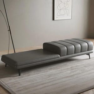 Bench with Full Grain Leather Upholstered Cushion