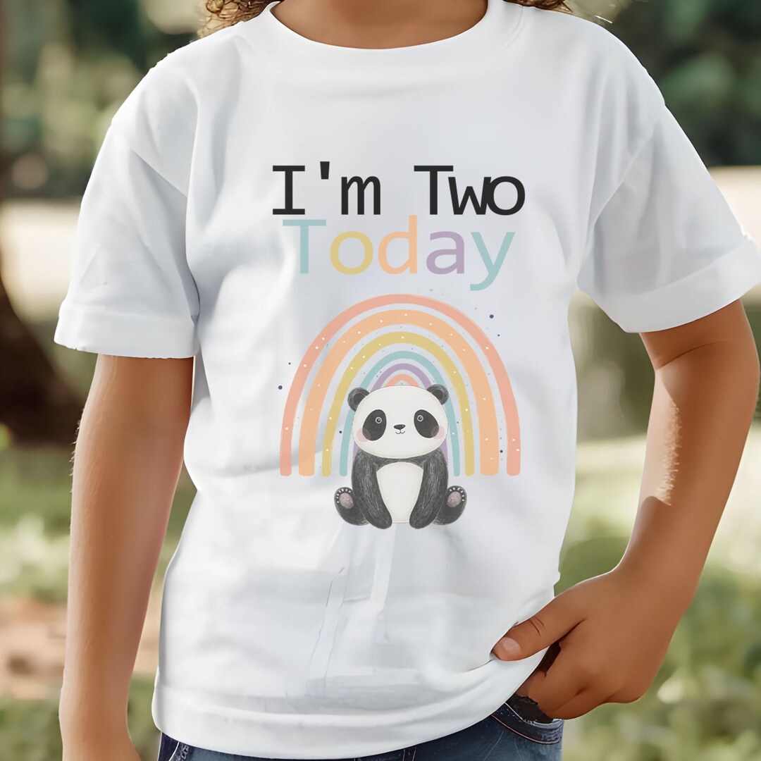 I'm Two Today Panda Birthday Shirt – Personalised Rainbow T-shirt for ...