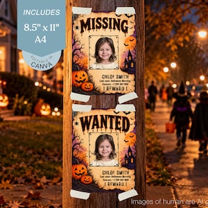 Missing Person Template Halloween Editable Kids Wanted Poster Canva(Digital Download)