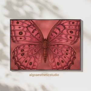 Pink Butterfly Digital Art, instant download, printable wall art, digital art, printable art, canvas wall art, home decor, office decor