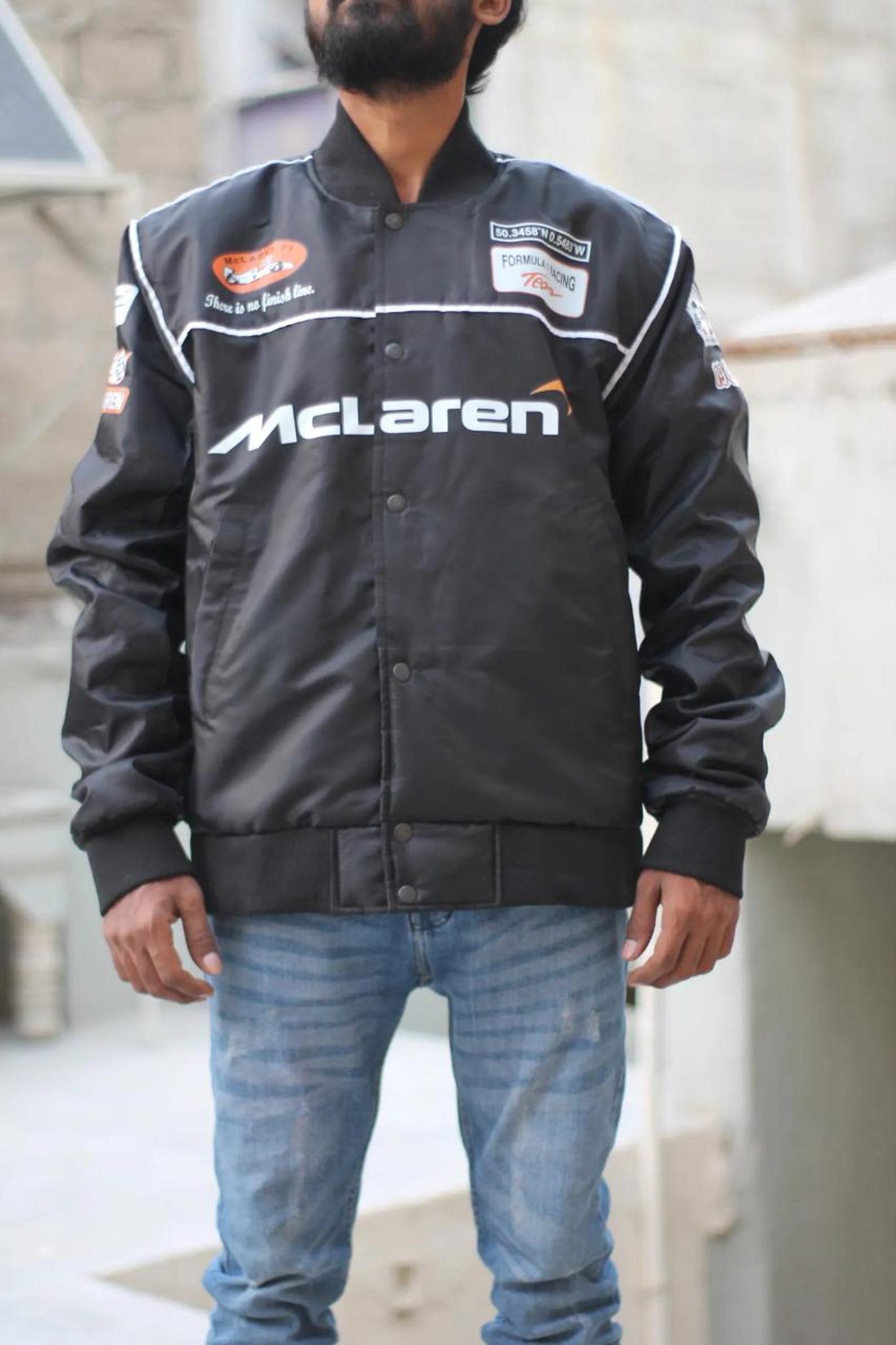 Mclaren Racing Bomber Jacket, Vintage Style F1 Streetwear, Motorsport ...