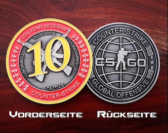 Moneda de veterano de 10 años CSGO, insignia de arte de Counter-Strike