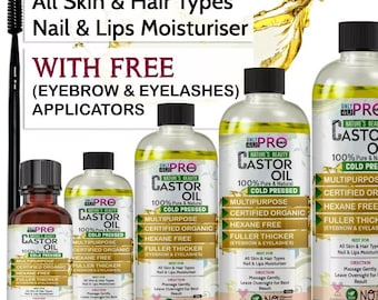 Organic Castor Oil: Eyelash, Eyebrow & Hair Growth - Cold Pressed, Hexane Free