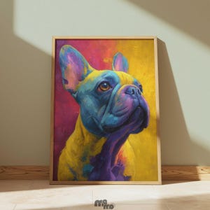 Colorful Abstract French Bulldog Wall Art, Vibrant Dog Portrait Oil Painting Download, Modern Pet Poster Home Decor, Gift for Bulldog Lovers