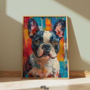French Bulldog Abstract Wall Art Print, Colorful Impressionism Dog Portrait Painting Download, Modern Pet Decor, Unique Gift for Dog Lovers