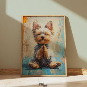 Yorkie Yoga Wall Art Download – Funny Meditating Dog Poster Print – Mindful Puppy Portrait for Dog Lovers, Zen Decor & Relaxing Home Spaces