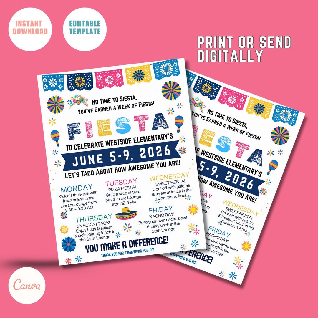 Editable Mexican Fiesta Appreciation Flyer, Taco Party Itinerary ...