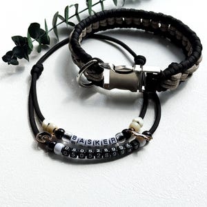 Set of Handmade Braided Dog Collar and Personalized Adjustable Dog Necklace with Phone Number – For Medium Dogs