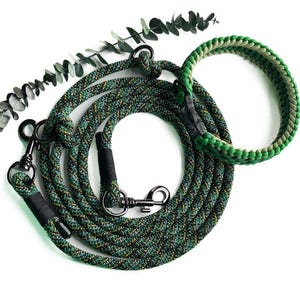 Handmade Braided Paracord Dog Collar & Hands-Free Leash Set - Durable, Adjustable - For Medium/Large Dogs