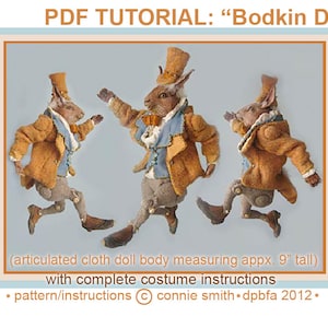 INSTANT DOWNLOAD PDF Pattern D and Instructions for Jointed Cloth Doll Body and Costume