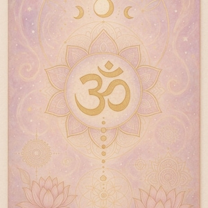 Lotus et Om. Lève-toi et brille des ténèbres à la lumière.  Aucun article réel ne sera envoyé par la poste.