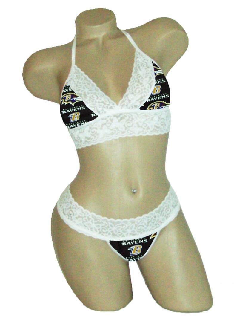 Baltimore Ravens NFL Lingerie White Lace Cami Tie-Top | Etsy