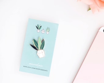 SUCCULENT ENAMEL PIN || Plant Pin - Enamel Pin - Clothing Pin - Rose Gold Pin - Cactus Jewelry - Nature Jewelry - Plant Jewelry