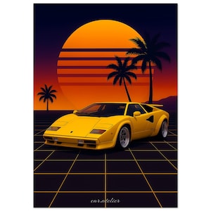 Poster Premium retrò della Lamborghini Countach