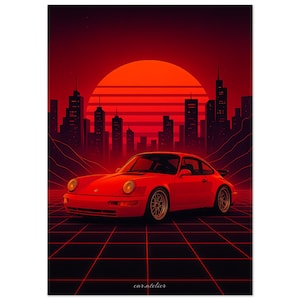 Poster premium retrò Porsche 964