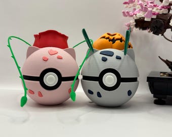 Valentine/Halloween Bulbasaur Pokéball Display – 3D Printed Monster Ball