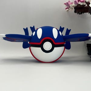Kyogre Pokéball Display – 3D Printed Monster Ball | Regular & Shiny Variants