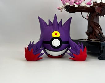 Mega Gengar Monster Ball Display | 3D Printed Fan Art, Gaming Room Decor, Collectible | Normal & Shiny Variant