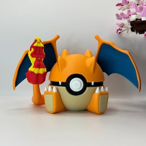 Charizard Pokéball Display – 3D Printed Monster Ball | Regular & Shiny Variants