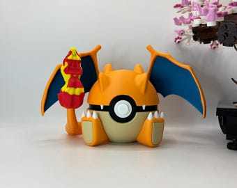 Présentoir pour pokéballs Charizard – Balle monstre imprimée en 3D | Variantes régulières et brillantes