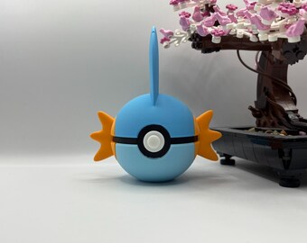 Mudkip Monster Ball Display | 3D Printed Fan Art, Gaming Room Decor, Collectible