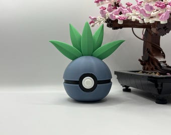 Oddish Monster Ball Display | 3D Printed Fan Art, Gaming Room Decor, Collectible