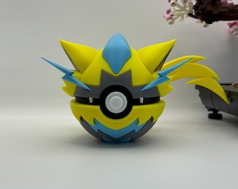 Zeraora Pokéball Display | 3D Printed Monster Ball Fan Art, Gaming Room Decor, Collectible