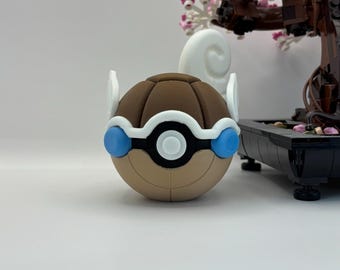 Wartortle Monsterball-Display | 3D-gedruckte Fan-Kunst, Gaming-Zimmer-Deko, Sammlerstück | Normale & Shiny-Varianten