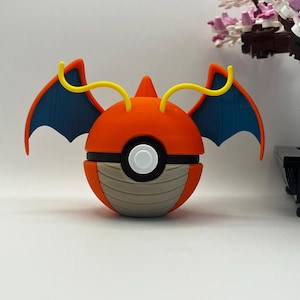Dragonite Pokéball Display – 3D Printed Monster Ball | Regular & Shiny Variants